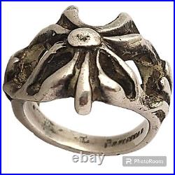 1970s Navajo Native American Sterling Silver Sand Cast swirl Ring zise8