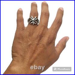 1970s Navajo Native American Sterling Silver Sand Cast swirl Ring zise8