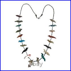 30 Native American Zuni Fetish Animal Fox Thunderbird Heishi Sterling Necklace