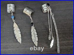 3 Vintage Native American Sterling Silver Feather Ear Cuffs Navajo Jewelry Lot