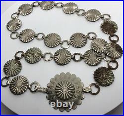 90+gram MARVELOUS VINTAGE NAVAJO SILVER METAL CONCHO BELT NATIVE AMERICAN OLD