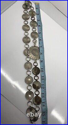 90+gram MARVELOUS VINTAGE NAVAJO SILVER METAL CONCHO BELT NATIVE AMERICAN OLD