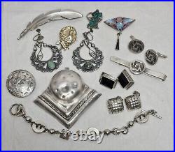 925 900 Silver Jewelry Lot Taxco Antique Native American Gemstone Vintage