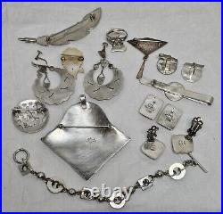 925 900 Silver Jewelry Lot Taxco Antique Native American Gemstone Vintage