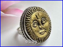 925 Sun Face Ring Silver Vintage Jewelry Native American Old Pawn Handcrafted