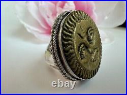 925 Sun Face Ring Silver Vintage Jewelry Native American Old Pawn Handcrafted