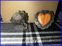 A Cadman Navajo Native American Sterling Silver Spiny Oyster Clip On Earrings