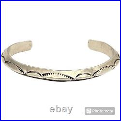 Alluring Navajo Silver Ingot Carinated Stamped Cuff Bracelet