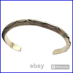 Alluring Navajo Silver Ingot Carinated Stamped Cuff Bracelet