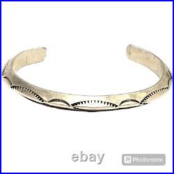 Alluring Navajo Silver Ingot Carinated Stamped Cuff Bracelet