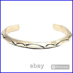 Alluring Navajo Silver Ingot Carinated Stamped Cuff Bracelet