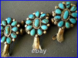 BEGAY Native American Turquoise Cluster Sterling Silver Squash Blossom Necklace