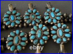 BEGAY Native American Turquoise Cluster Sterling Silver Squash Blossom Necklace