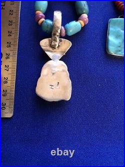 BH Native American Bead Necklace & Purple Turquoise Sterling Silver Pendant