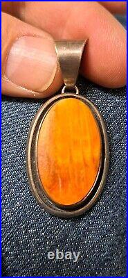 B. Chavez Native American Spiny Oyster Sterling Silver Pendant Signed