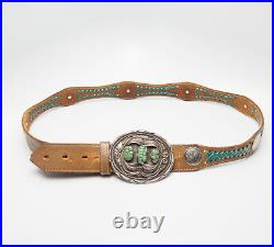 Begay Navajo Native American sterling silver turquoise large buckle belt