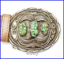 Begay Navajo Native American sterling silver turquoise large buckle belt