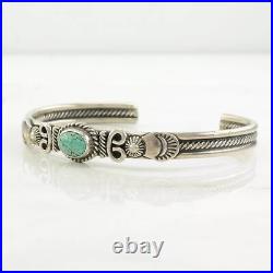 Bracelet Native American Sterling Silver Cuff Spiderweb Turquoise