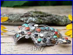 Butterfly Hair Barrette Old Pawn Navajo Stamped Silver Handmade Native American