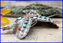 Butterfly Hair Barrette Old Pawn Navajo Stamped Silver Handmade Native American