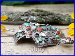 Butterfly Hair Barrette Old Pawn Navajo Stamped Silver Handmade Native American