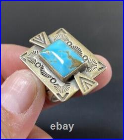 Carolyn Pollack Native American Sterling Silver Square Turquoise Ring Signed CP