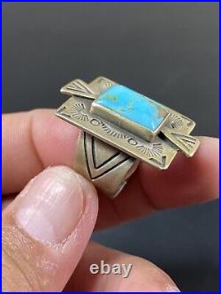 Carolyn Pollack Native American Sterling Silver Square Turquoise Ring Signed CP