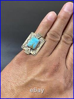 Carolyn Pollack Native American Sterling Silver Square Turquoise Ring Signed CP