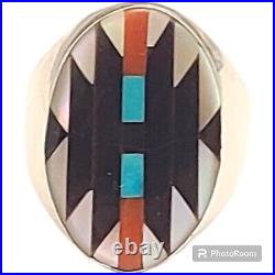 Charlotte DISHTA Native American Navajo Inlaid Sterling Silvers Ringsz12