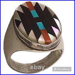 Charlotte DISHTA Native American Navajo Inlaid Sterling Silvers Ringsz12