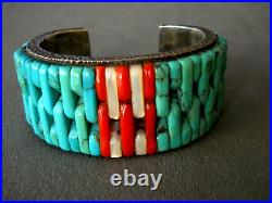 Colorful Native American Intricate Multi-Stone Inlay Sterling Silver Bracelet