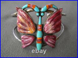 Colorful Native American Multi-Stone Inlay Sterling Silver Butterfly Bracelet