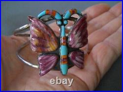 Colorful Native American Multi-Stone Inlay Sterling Silver Butterfly Bracelet