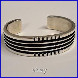 D Begaye Native American Navajo Sterling Silver Cuff Bracelet Signed 6.25