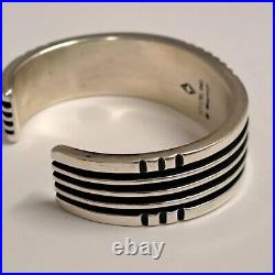 D Begaye Native American Navajo Sterling Silver Cuff Bracelet Signed 6.25