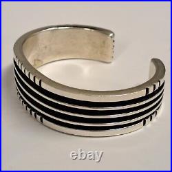 D Begaye Native American Navajo Sterling Silver Cuff Bracelet Signed 6.25