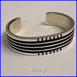 D Begaye Native American Navajo Sterling Silver Cuff Bracelet Signed 6.25