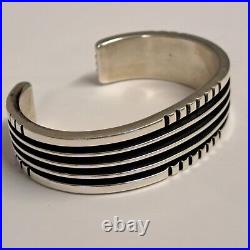 D Begaye Native American Navajo Sterling Silver Cuff Bracelet Signed 6.25