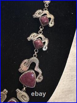 Dan Nieto Sterling Silver Necklace Seahorse Ruby Native American Jewelry (NE11)