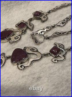 Dan Nieto Sterling Silver Necklace Seahorse Ruby Native American Jewelry (NE11)