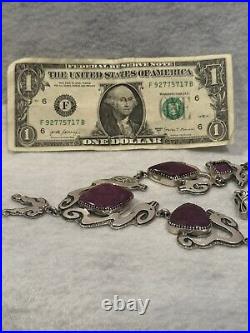 Dan Nieto Sterling Silver Necklace Seahorse Ruby Native American Jewelry (NE11)