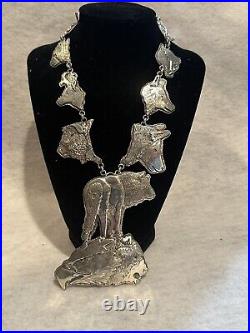 Dan Nieto Sterling Silver Necklace Wolf Bear Eagle Bison Native American Jewelry