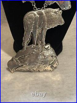 Dan Nieto Sterling Silver Necklace Wolf Bear Eagle Bison Native American Jewelry