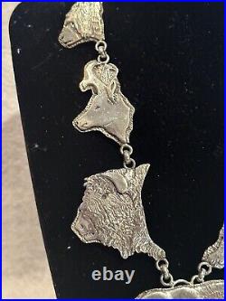 Dan Nieto Sterling Silver Necklace Wolf Bear Eagle Bison Native American Jewelry