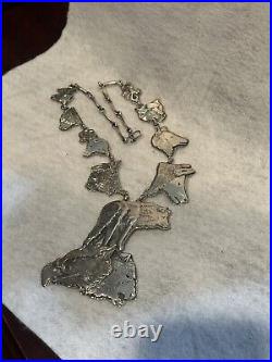 Dan Nieto Sterling Silver Necklace Wolf Bear Eagle Bison Native American Jewelry