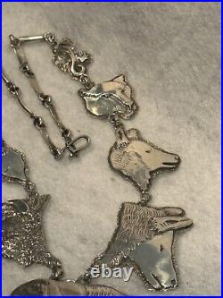 Dan Nieto Sterling Silver Necklace Wolf Bear Eagle Bison Native American Jewelry