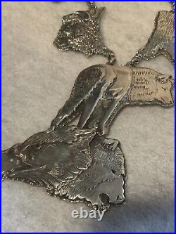 Dan Nieto Sterling Silver Necklace Wolf Bear Eagle Bison Native American Jewelry