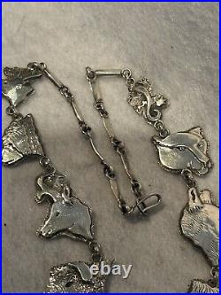 Dan Nieto Sterling Silver Necklace Wolf Bear Eagle Bison Native American Jewelry