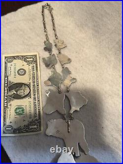 Dan Nieto Sterling Silver Necklace Wolf Bear Eagle Bison Native American Jewelry