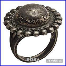 EARLY 1900'S VINTAGE NAVAJO NATIVE AMERICAN JEWELRY SILVER BALL RING OLDsz6